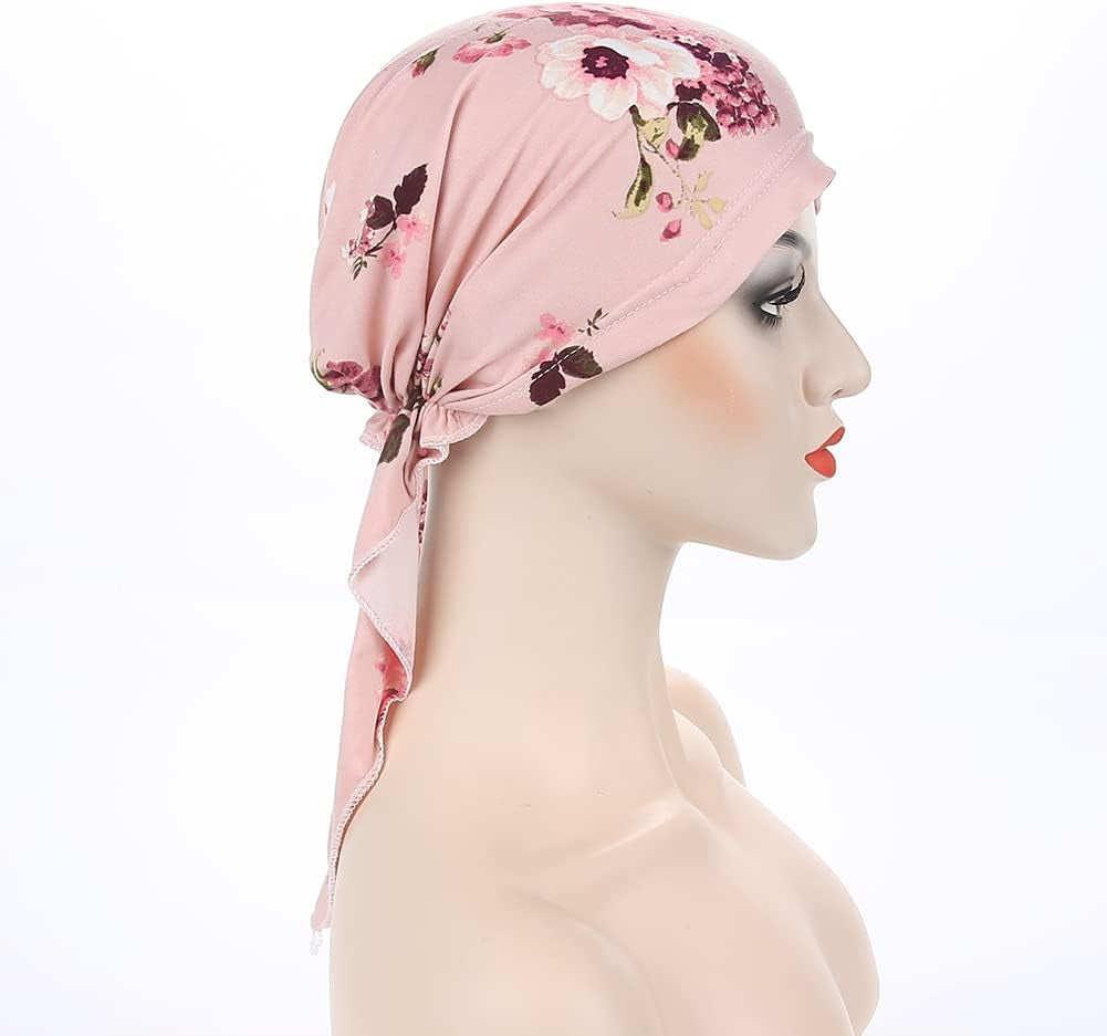 Pre-Tied Bandana Turban Hat Chemo Cancer Headscarf Headwraps Headwear for Women Hair Cover Hat