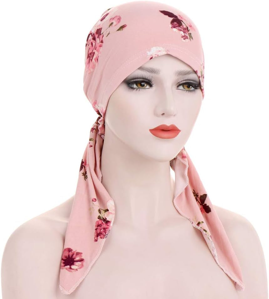 Pre-Tied Bandana Turban Hat Chemo Cancer Headscarf Headwraps Headwear for Women Hair Cover Hat
