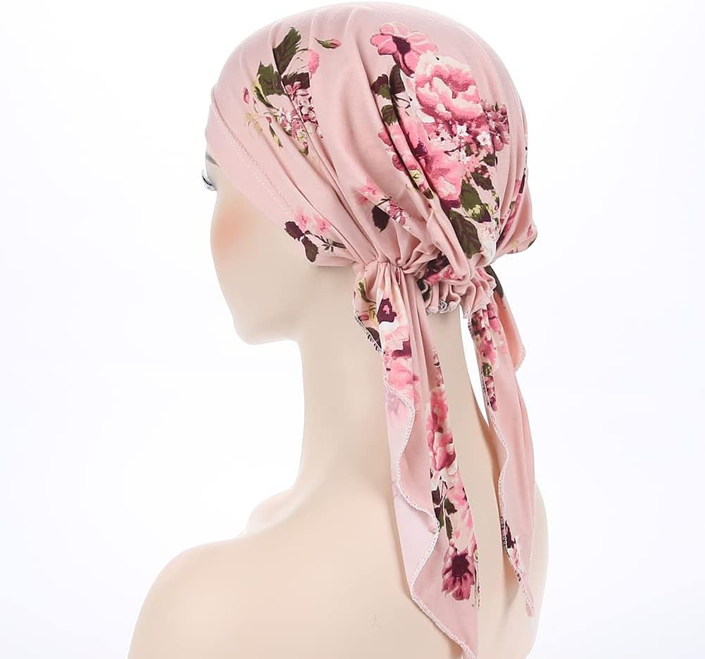 Pre-Tied Bandana Turban Hat Chemo Cancer Headscarf Headwraps Headwear for Women Hair Cover Hat