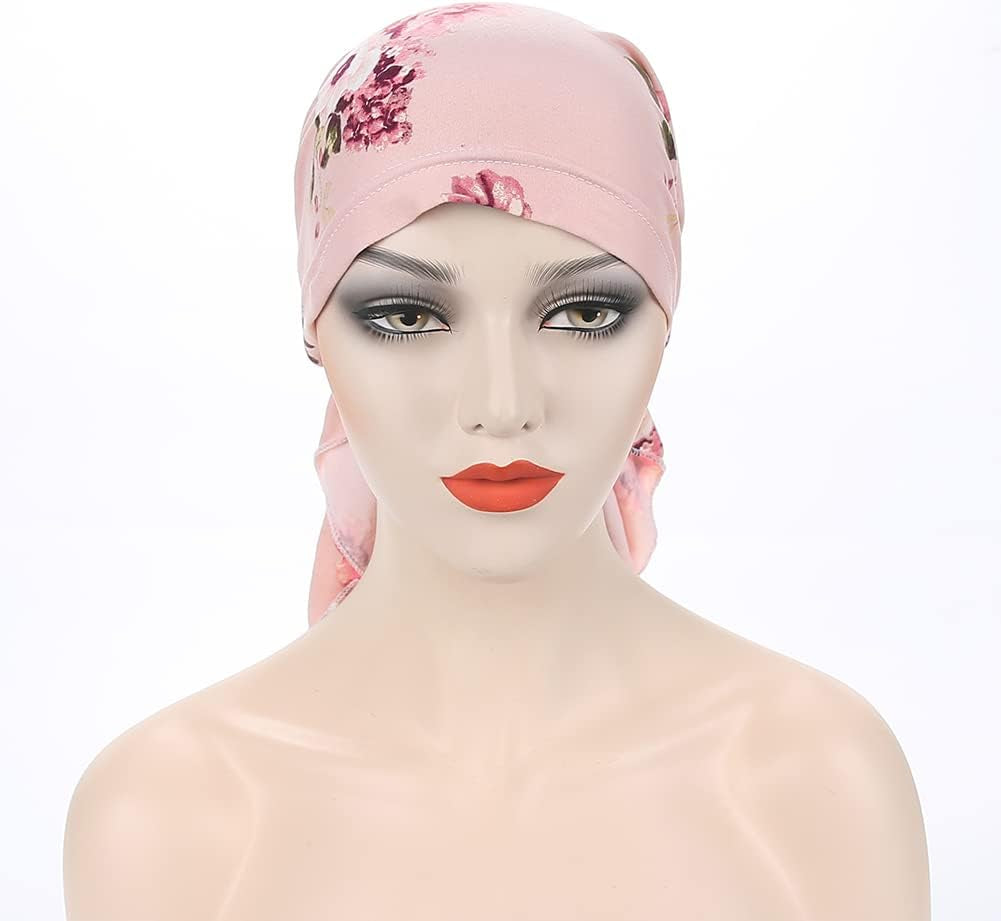 Pre-Tied Bandana Turban Hat Chemo Cancer Headscarf Headwraps Headwear for Women Hair Cover Hat