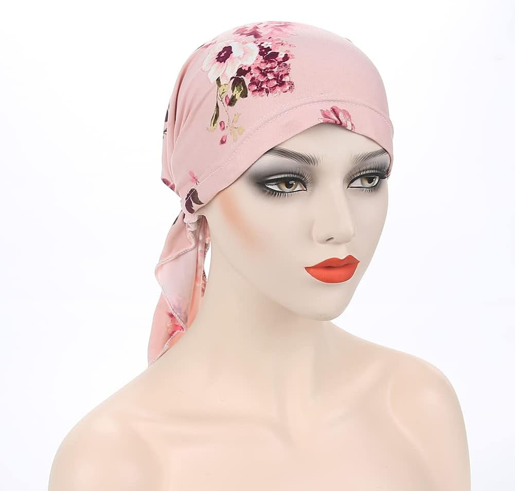 Pre-Tied Bandana Turban Hat Chemo Cancer Headscarf Headwraps Headwear for Women Hair Cover Hat