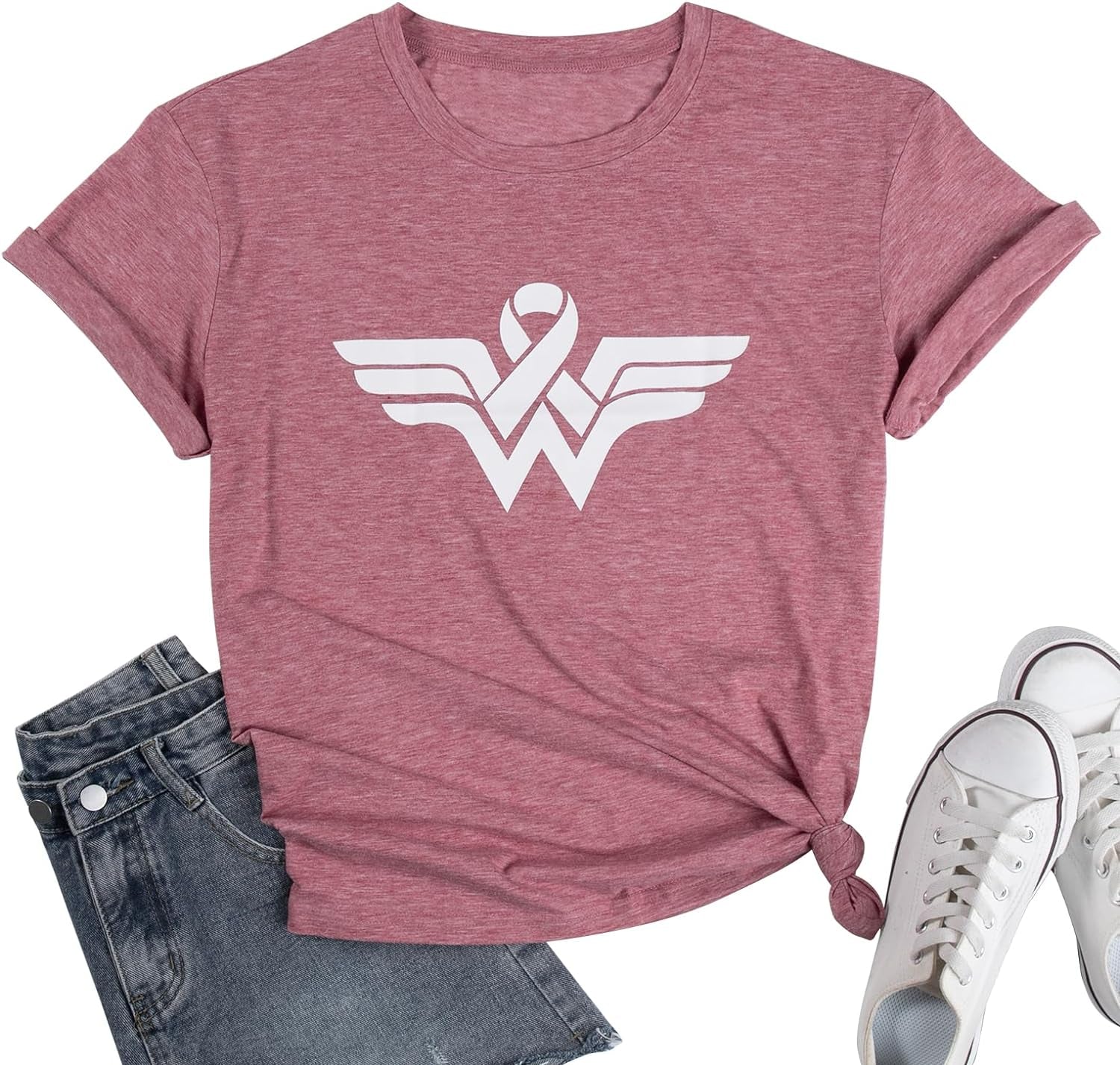 Breast Cancer Shirts for Women Pink Ribbon Breast Cancer Awareness T-Shirt Short Sleeve Fall Tee Top
