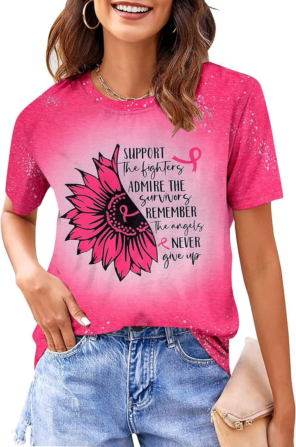 Breast Cancer Shirts Women Cancer Shirt Pink Ribbon Breast Cancer Awareness Tshirt Cancer Support Shirt Cancer Butterfly Tee