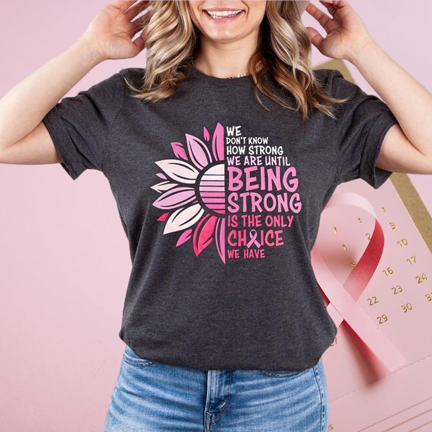 Breast Cancer Shirts Women Breast Cancer Awareness T-Shirts Cancer Survivor Gifts Pink Ribbon Short Sleeve Graphic Tee Tops