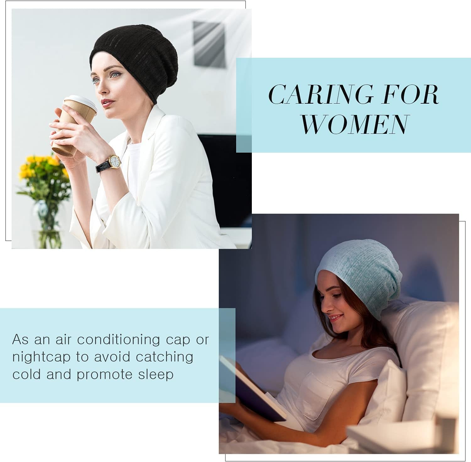 5 Pieces Women'S Slouchy Beanie Hat Stretch Turban Hats Cancer Headwear Caps Baggy Skull Sleep Scarf
