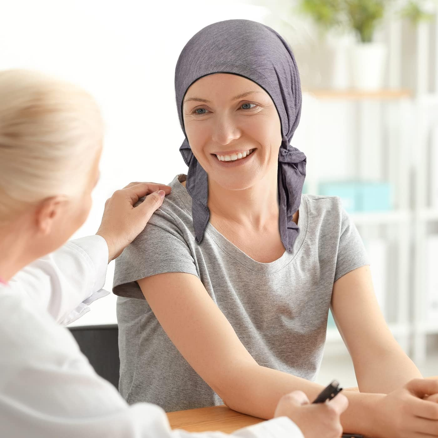 4 Pieces Soft Cotton Chemo Headwear for Women, Stretch Pre-Tied Chemo Head Scarves for Cancer