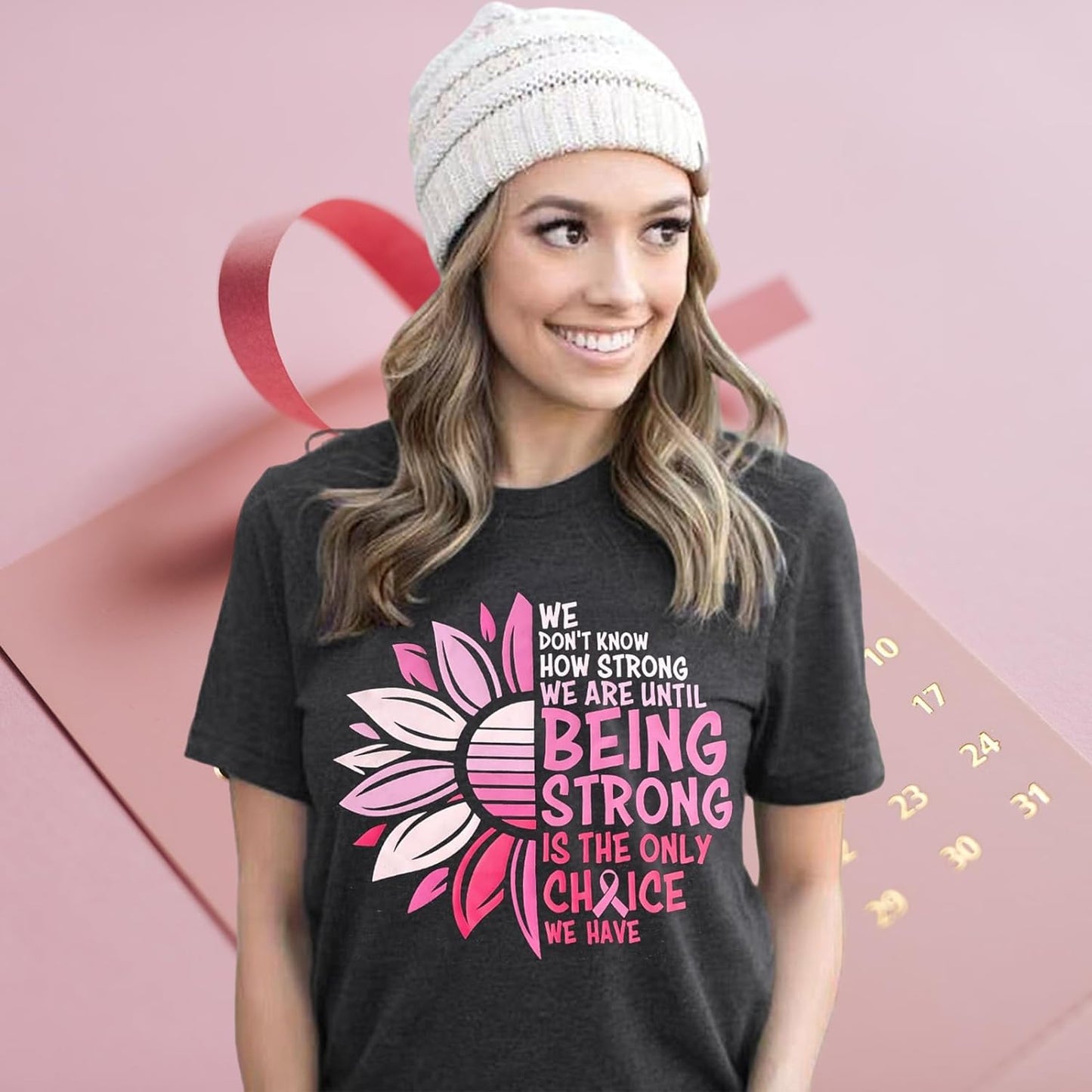 Breast Cancer Shirts Women Breast Cancer Awareness T-Shirts Cancer Survivor Gifts Pink Ribbon Short Sleeve Graphic Tee Tops