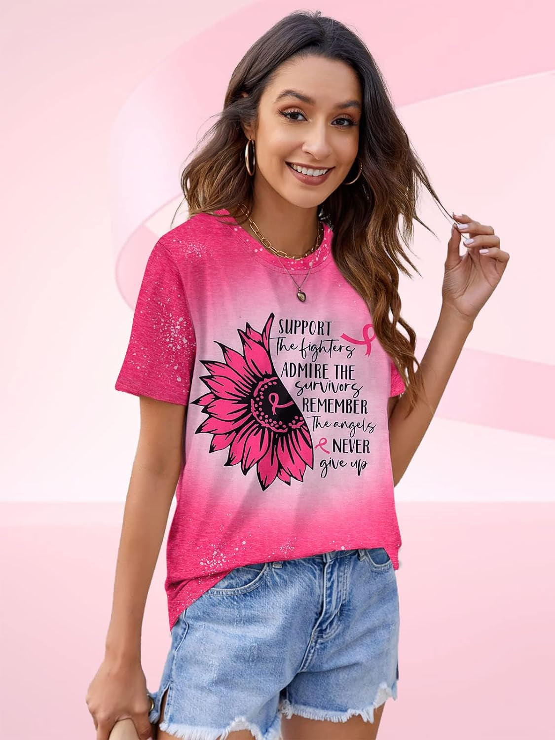 Breast Cancer Shirts Women Cancer Shirt Pink Ribbon Breast Cancer Awareness Tshirt Cancer Support Shirt Cancer Butterfly Tee
