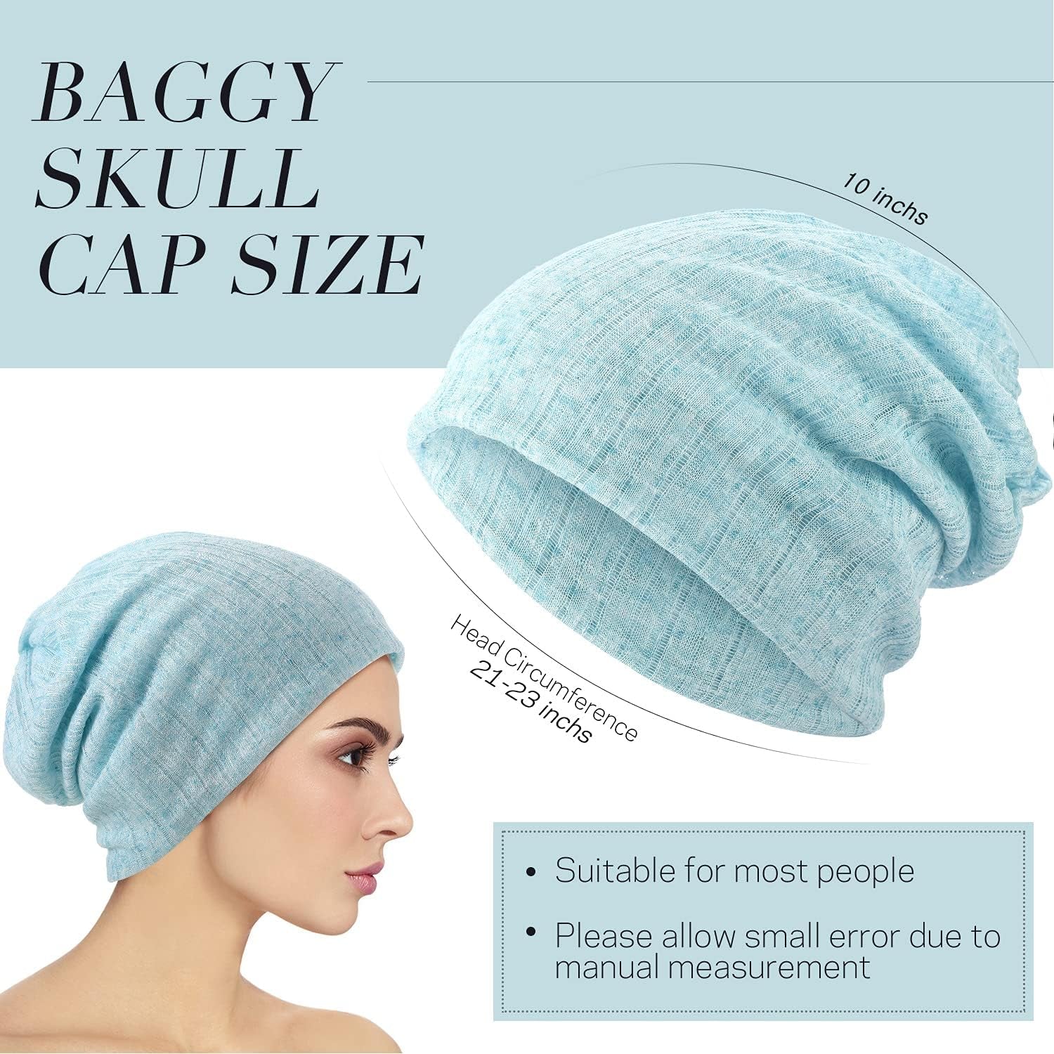5 Pieces Women'S Slouchy Beanie Hat Stretch Turban Hats Cancer Headwear Caps Baggy Skull Sleep Scarf