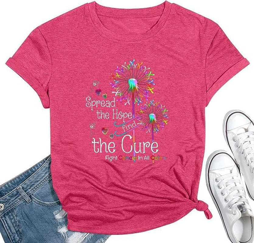 Cancer Shirts Women Fight Cancer in Shirt Breast Cancer Awareness Tshirt Ribbon Graphic Tees