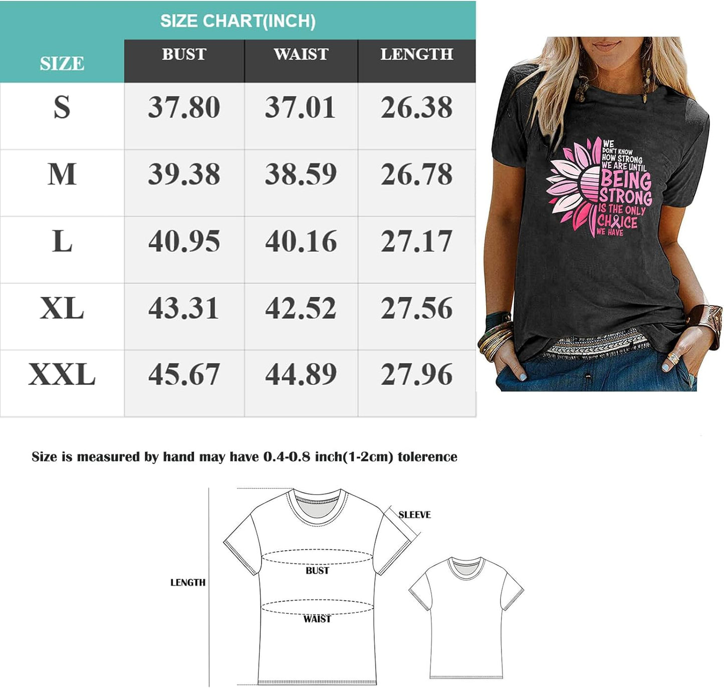 Breast Cancer Shirts Women Breast Cancer Awareness T-Shirts Cancer Survivor Gifts Pink Ribbon Short Sleeve Graphic Tee Tops