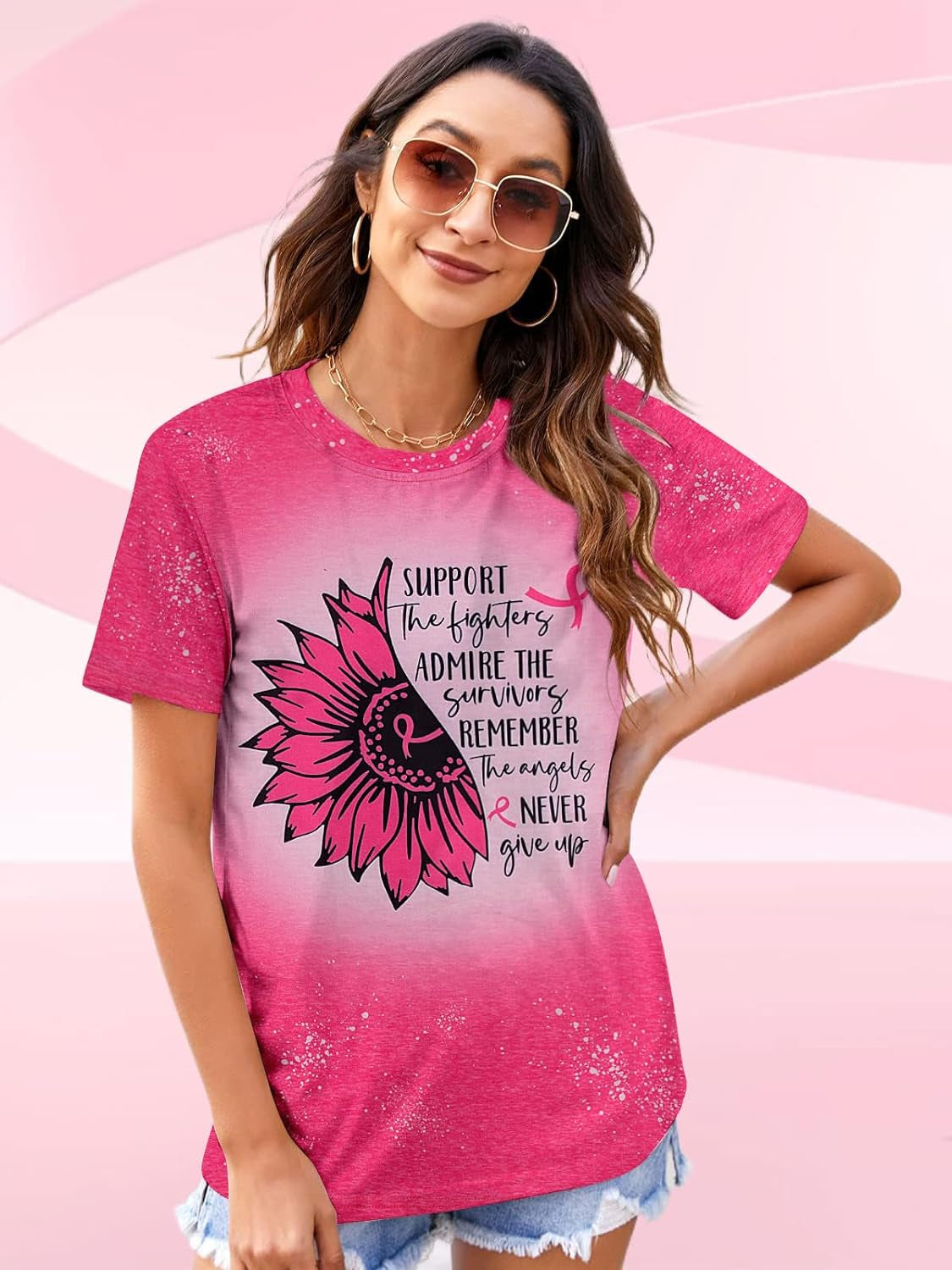 Breast Cancer Shirts Women Cancer Shirt Pink Ribbon Breast Cancer Awareness Tshirt Cancer Support Shirt Cancer Butterfly Tee