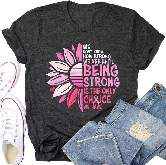 Breast Cancer Shirts Women Breast Cancer Awareness T-Shirts Cancer Survivor Gifts Pink Ribbon Short Sleeve Graphic Tee Tops