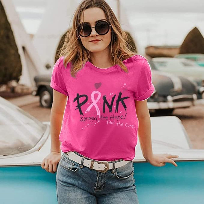 Cancer Shirts Women Breast Cancer Shirt Funny Pink Ribbon Graphic Tee Cancer Awareness Shirt Spread the Hope Tee Top