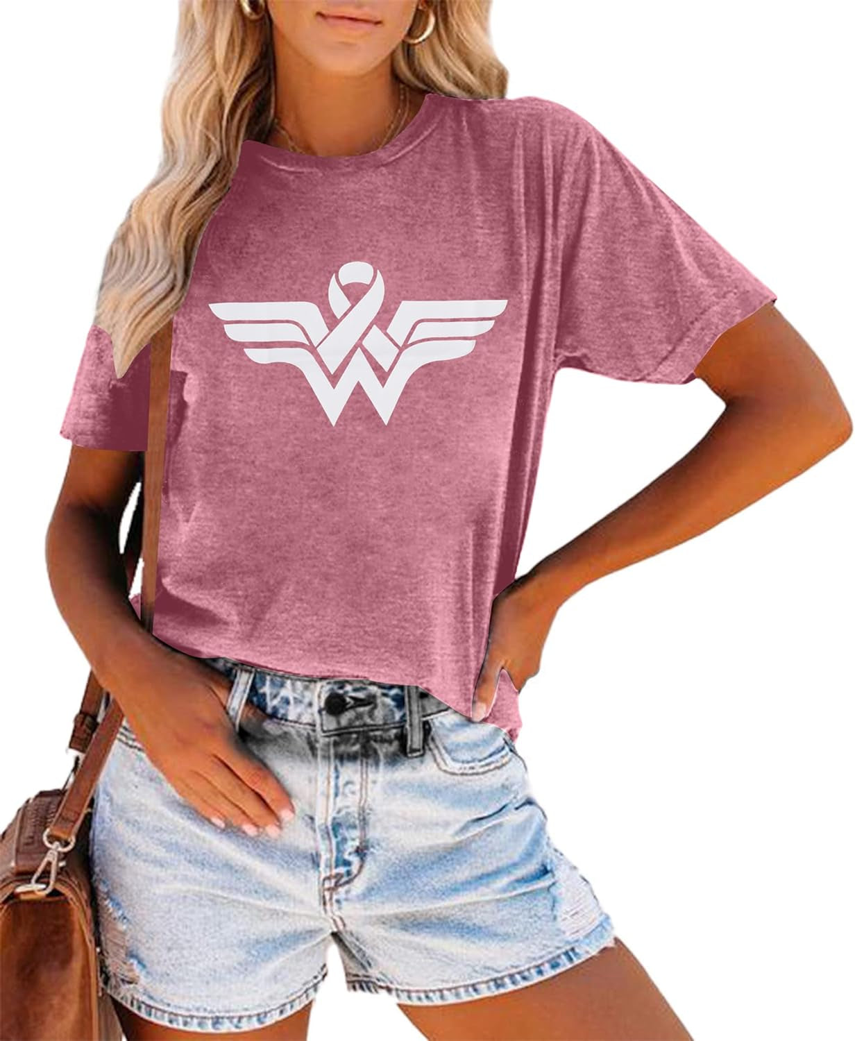 Breast Cancer Shirts for Women Pink Ribbon Breast Cancer Awareness T-Shirt Short Sleeve Fall Tee Top